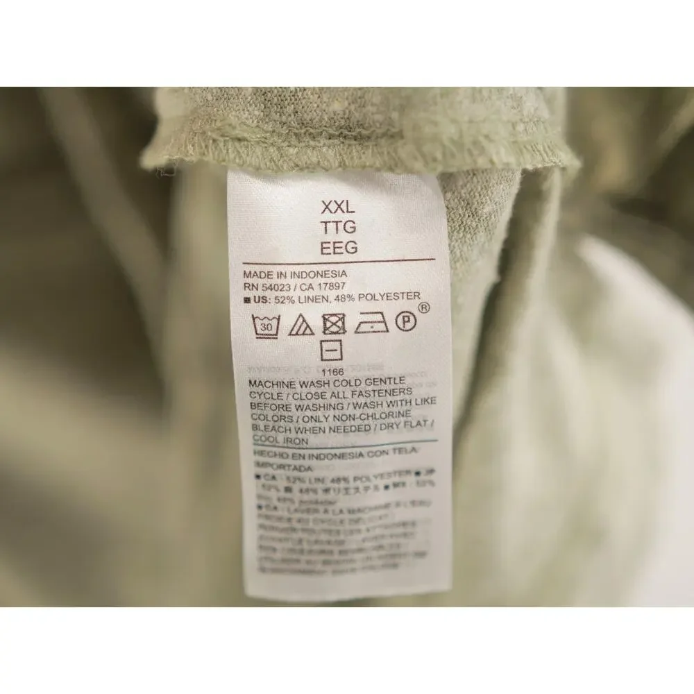 Banana Republic Shirt Mens XXL NWT Sage Green Linen Blend Pleated Resort